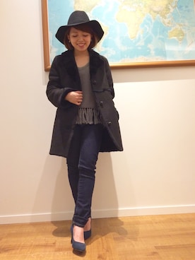 「ノースリーブニット」｜「アイテム（ムートンコート）」を使った、リア  ナカネさん（レディース・152cm）の夏コーディネート