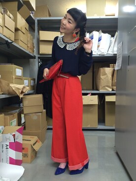 「レース衿」｜MACKEYさん（レディース・154cm）の春コーディネート