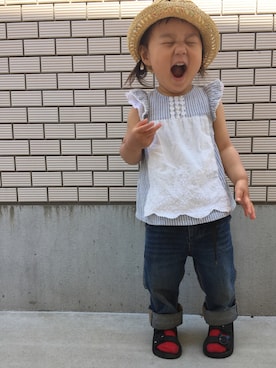 「OSHKOSH（オシュコシュ）のアイテム（デニムパンツ）」を使った、217さん（キッズ・80cm）の春コーディネート