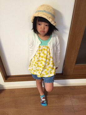 「sense of wonder（センスオブワンダー）のアイテム（帽子）」を使った、ひな♪ かな☆さん（キッズ・110cm）の春コーディネート