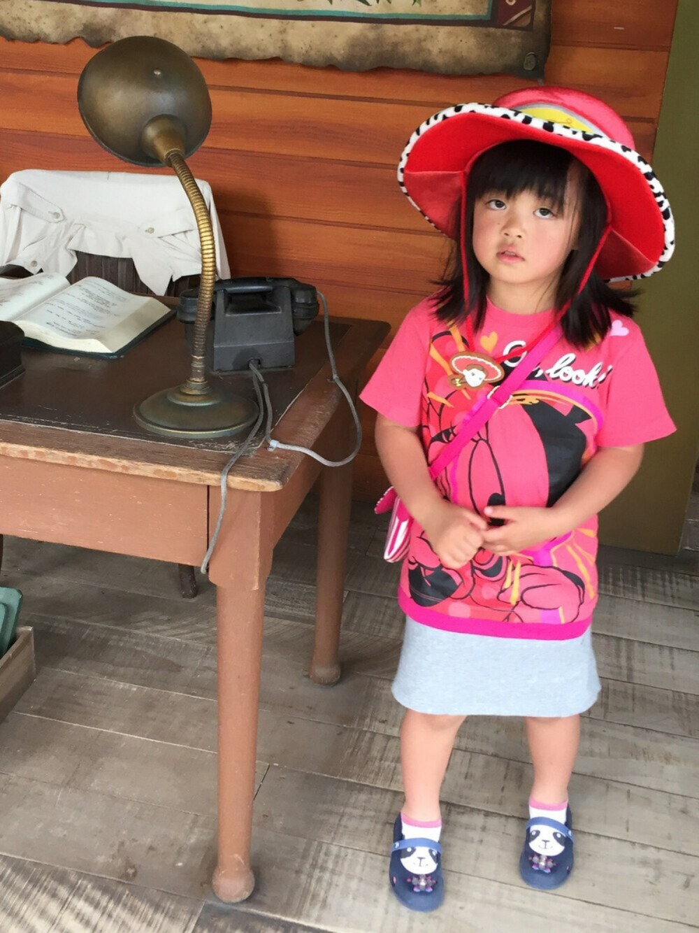 「ディズニー、ミニー、ドラフトCO」｜「ディズニーリゾートのアイテム（Tシャツ/カットソー、ピンク系）」を使った、ひな♪ かな☆さん（キッズ・120cm）の夏コーディネートの1枚目の写真