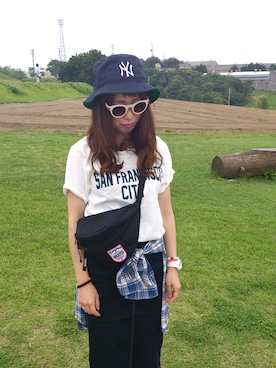 「milk fed.のアイテム（バッグ、ブラック系）」を使った、ｍａｉさん（レディース・158cm）の夏コーディネート
