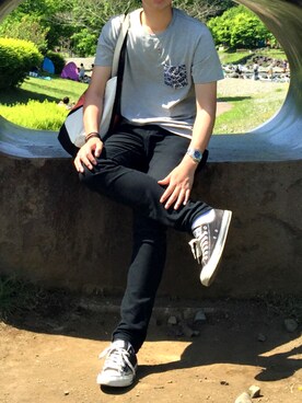 「CONVERSE（コンバース）のconverse（コンバース） ALL STAR OX（オールスターOX）（スニーカー）」を使った、さわさん（メンズ・181cm）の春コーディネート