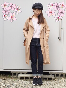 「花見」｜「アイテム（トレンチコート）」を使った、yuiさん（レディース・160cm）の春コーディネート