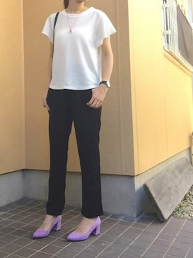 「EGOIST（エゴイスト）のアイテム（スラックス）」を使った、yuiさん（レディース・160cm）の夏コーディネート