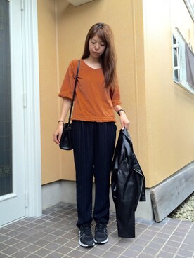 「ARROW（アロー）のアイテム（ライダースジャケット）」を使った、yuiさん（レディース・160cm）の秋コーディネート