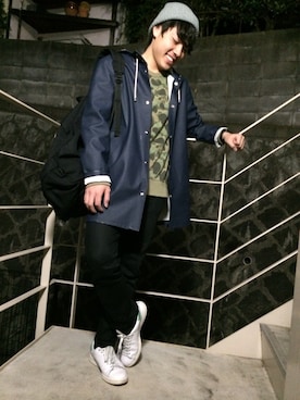 「STUTTERHEIM（ストゥッテルハイム）のアイテム（その他アウター）」を使った、大橋朋弥さん（メンズ・171cm）の冬コーディネート
