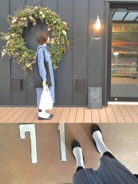 「タイツ×靴下」｜「アイテム（シャツワンピース）」を使った、aki◎.＊さん（レディース・158cm）の秋コーディネート