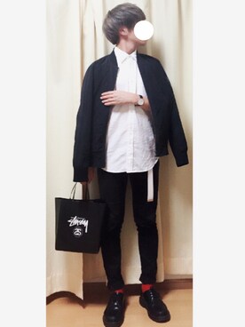 「Daniel Wellington」｜「アイテム（MA-1）」を使った、じゅんぺいさん（メンズ・170cm）の秋コーディネート