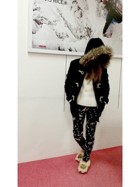 「ROXY（ロキシー）のアイテム（パンツ）」を使った、yayoiさん（レディース・157cm）の冬コーディネート