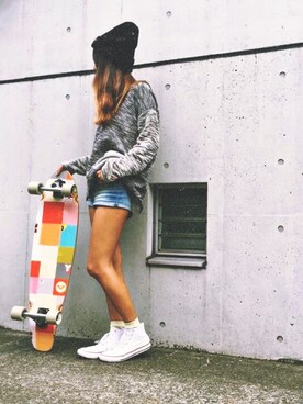 「ROXY（ロキシー）のアイテム（帽子）」を使った、yayoiさん（レディース・157cm）の秋コーディネート