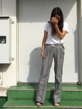 「ROXY（ロキシー）のアイテム（パンツ）」を使った、yayoiさん（レディース・158cm）の夏コーディネート