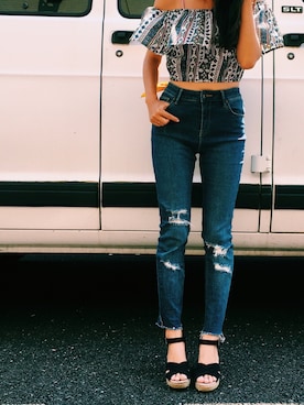 「ROXY（ロキシー）のアイテム（パンツ）」を使った、yayoiさん（レディース・158cm）の夏コーディネート