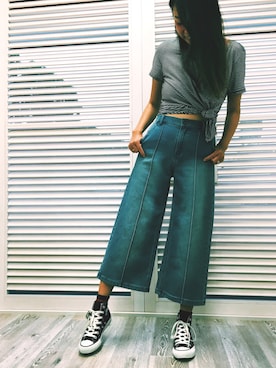 「ROXY（ロキシー）のアイテム（パンツ）」を使った、yayoiさん（レディース・158cm）の秋コーディネート