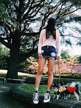「ROXY（ロキシー）のアイテム（帽子）」を使った、yayoiさん（レディース・158cm）の秋コーディネート