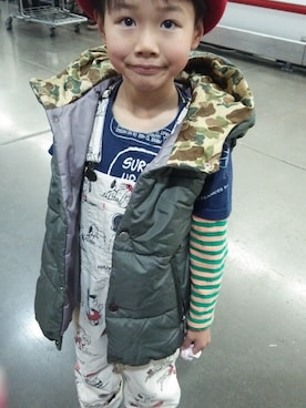 「アイテム（ダウンベスト、その他）」を使った、KANATEさん（キッズ・110cm）の冬コーディネート