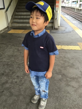 「DENIM BAR（デニム　バー）のアイテム」を使った、daidaistationさん（キッズ・110cm）の秋コーディネート