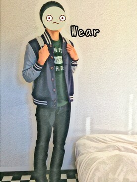 「WEAR」｜「アイテム（スタジャン）」を使った、TYASOさん（メンズ・179cm）の冬コーディネート