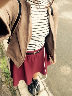 「Honeys（ハニーズ）のアイテム（ダウンジャケット/コート）」を使った、Mさん（レディース・158cm）の秋コーディネート