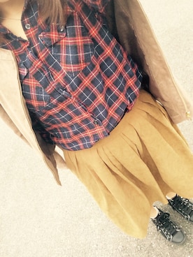 「Honeys（ハニーズ）のアイテム（ダウンジャケット/コート）」を使った、Mさん（レディース・158cm）の秋コーディネート