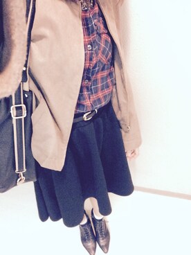 「Honeys（ハニーズ）のアイテム（ダウンジャケット/コート）」を使った、Mさん（レディース・158cm）の秋コーディネート