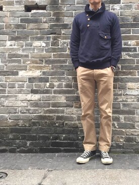 「Red Cloud MFG & Co（-）のアイテム（パンツ）」を使った、rainさん（メンズ・174cm）の冬コーディネート