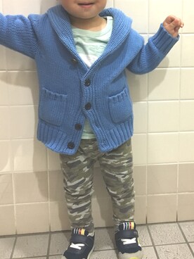 「babyGAP（babyGAP）のアイテム（ジャケット/アウター、ブルー系）」を使った、moe..eitaさん（キッズ・110cm）の秋コーディネート