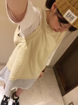 「BLUE BLUE（ブルーブルー）のアイテム（ニットキャップ/ビーニー）」を使った、もやしさん。さん（レディース・158cm）の秋コーディネート