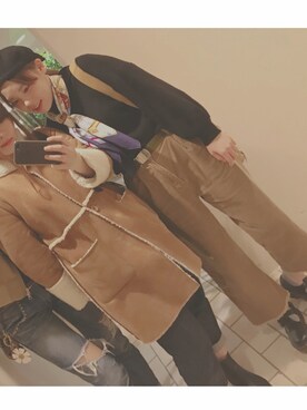 「HERMES」｜「アイテム（ハンチング/ベレー帽）」を使った、もやしさん。さん（レディース・160cm）の秋コーディネート