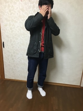 「UNIQLO（ユニクロ）のMEN ソフトタッチハイネックT（長袖・大きいサイズ）（Tシャツ/カットソー）」を使った、fukadaさん（メンズ・169cm）の冬コーディネート