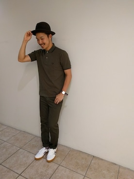 「FRED PERRY」｜YUKI HAMAGUCHIさん（メンズ・174cm）の夏コーディネート