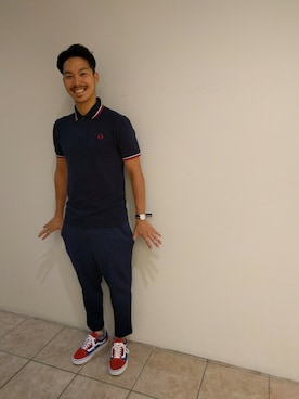 「フレッドペリー(FRED PERRY)」｜YUKI HAMAGUCHIさん（メンズ・174cm）の夏コーディネート