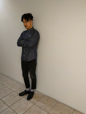 「ドット柄」｜YUKI HAMAGUCHIさん（メンズ・174cm）の秋コーディネート