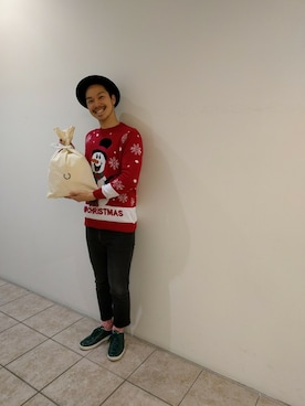 「アグリーセーター」｜YUKI HAMAGUCHIさん（メンズ・174cm）の冬コーディネート