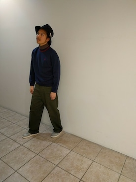 「FRED PERRY（フレッドペリー）のアイテム（ニット/セーター）」を使った、YUKI HAMAGUCHIさん（メンズ・174cm）の冬コーディネート