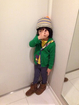 「RAGMART（ラグマート）のアイテム（ニットキャップ/ビーニー）」を使った、風鈴さん（キッズ・110cm）の秋コーディネート