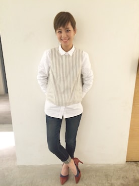 「BEAMS（ビームス）のアイテム（ピアス（両耳用））」を使った、SHiEppiさん（レディース・153cm）の夏コーディネート