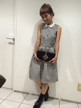 「BEAMS（ビームス）のアイテム（ピアス（両耳用））」を使った、SHiEppiさん（レディース・153cm）の夏コーディネート