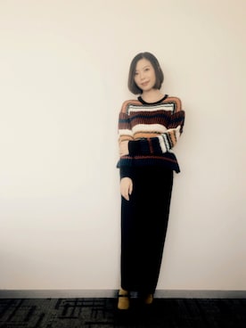 「毛衣」｜「アイテム（オールインワン・サロペット）」を使った、marrysoupさん（レディース・155cm）の秋コーディネート