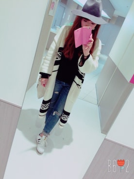 「ニットロングカーデ」｜ＰＯＮ☺︎さん（レディース・156cm）の冬コーディネート