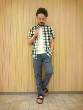 「CIAOPANIC TYPY（チャオパニックティピー）のアイテム（サンダル）」を使った、ciaokawaさん（メンズ・173cm）の夏コーディネート