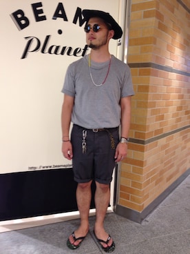 「アイテム（その他パンツ、グレー系）」を使った、Yoshihito Hayashiさん（メンズ・170cm）の夏コーディネート