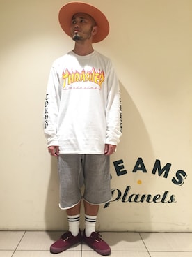 「アイテム（ハット、ピンク系）」を使った、Yoshihito Hayashiさん（メンズ・170cm）の夏コーディネート