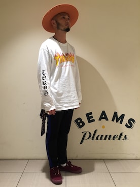 「アイテム（ハット、ピンク系）」を使った、Yoshihito Hayashiさん（メンズ・170cm）の夏コーディネート