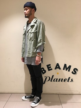 「アイテム（ミリタリージャケット）」を使った、Yoshihito Hayashiさん（メンズ・170cm・30代）の秋コーディネート