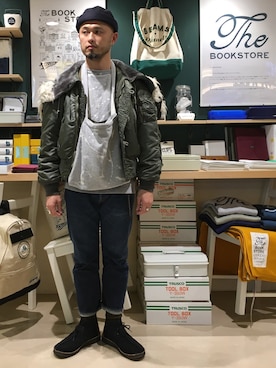 「Buzz Rickson's（バズリクソンズ）のアイテム（スウェット）」を使った、Yoshihito Hayashiさん（メンズ・170cm）の秋コーディネート