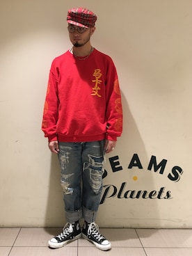「SASQUATCHfabrix.（サスクワァッチファブリックス）のアイテム（スウェット）」を使った、Yoshihito Hayashiさん（メンズ・170cm）の秋コーディネート