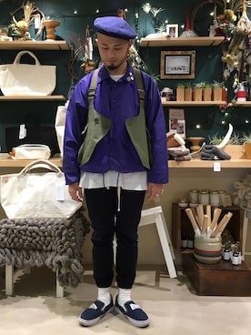 「BEAMS（ビームス）のアイテム（ナイロンジャケット）」を使った、Yoshihito Hayashiさん（メンズ・170cm）の冬コーディネート