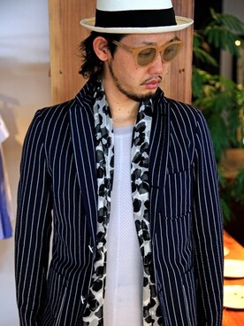 「08sircus（ゼロエイトサーカス）のアイテム（その他トップス）」を使った、リリーさん（メンズ・178cm）の夏コーディネート