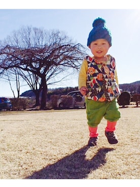 「アイテム（ダウンベスト、その他）」を使った、ammy-pirotoさん（キッズ・100cm）の冬コーディネート